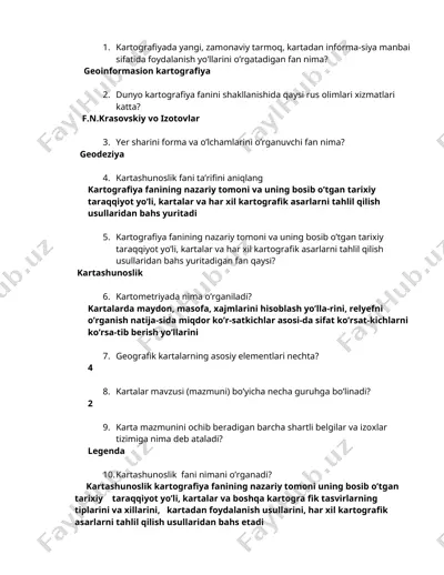 kartografiya fanining asosiy konseptlari — DOCX