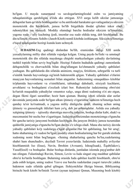 ohining krishna va rama qahramonlari obrazlarida, shuningdek, baliq, to‘ng‘iz, toshbaqa va boshqa jonivorlar ko‘rinishida namoyon bo‘lishi, ularning erdagi qahramonliklari to‘g‘risida aytiladi. ularning ba’zi muhimlari, masalan, krishna, alohida sig‘inish obyektlariga aylanishgan. hinduiylikdan aloqasini yo‘qotmay, krishnaizm mustaqil diniy ahamiyat kasb etgan. hinduiylikda krishna qo‘rqmas jangchi va oqil siyosatchi, ammo dushmanlariga nisbatan makkor, o‘z ahdini buzuvchi bo‘lgan. braxmanizmda shiva xudosi ko‘p hollarda “jonivorlar xo‘jasi” sifatida, ko‘p incha raqsga tushayotgan holda shiva-nataraja tasvirlanadi va borliq ritmi va kosmik energiyasi sifatida qabul qilinadi. shuningdek, u o‘z dushmanlarini kulga aylantiruvchi peshonasidagi uchinchi ko‘zi bilan, ba’zan xayolga cho‘mgan aqlli- zohid ko‘rinishida tasvirlanadi. hinduizm jamiyatning tabaqalarga bo'linishini aks ettiruvchi savob va jazo (karma) g'oyasiga asosan, inson hayotida 4 ta asosiy maqsad bor, deb da'vo qilinadi: 1) dxarma – oila va jamiyatda diniy talablarni bajarish; 2) artxa – foydali ishlar qilish, zarur materiallarga ega bo'lish; 3) kama muhabbat tuyg'ulariga erishish, his-tuyg'ularni qondirish; 4) moksha – o'zgarish zanjiridan butunlay xalos …