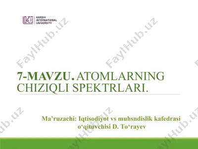 atomlarning chiziqli spektrlari — PPT