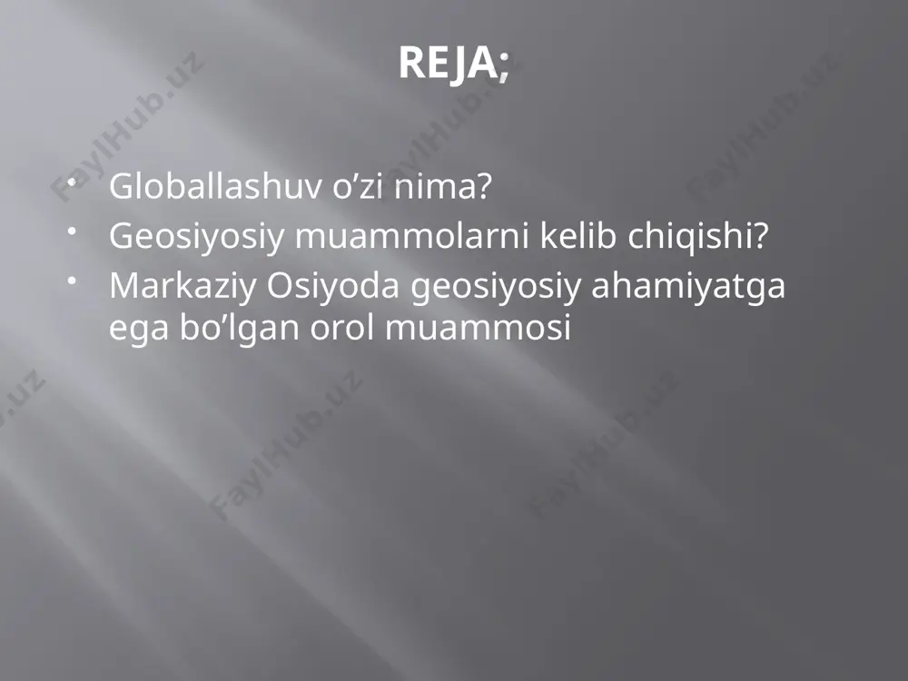 10 baravargacha (1064 kub km dan 70 kub km) kamaydi, suv tarkibidagi tuz miqdori 112 g/l gacha, orolning sharqiy qismida esa 280 g/l gacha yetdi. orol dengizi deyarli "o’lik” dengizga aylandi. qurib qolgan tubi maydoni 4,2 mln. gektarni tashkil etib, tutash hududlarga chang, qum-tuzli aerozollarini tarqatish manbaiga aylandi. bu yerda har yili atmosfera havosiga 80 dan 100 mln. tonnagacha chang ko‘tariladi. shu bilan bir vaqtda, amudaryo va sirdaryoning deltalarida yerlarning tanazzulga uchrashi va cho‘llashish sur’atlari o‘sib bormoqda. shu o'rinda, "obi hayot" to'g'risidagi quyida keltiriladigan bir qator faktlar mazkur xavotirlarning nechog'lik asosli ekanligini ko'rsatadi: yer sharining uchdan ikki qismi suv bilan qoplangan biroq uning 97,45 % i iste'molga yaroqsiz sho'r suvlar hisoblanadi; • shundan 2,55 foizi chuchuk suv resurslarini tashkil etib, buning 69%i muzliklar, 30%i yer osti suvlari, 0,3%i daryo va ko'llar hissasiga to'g'ri keladi; • dunyo aholisining har 10 tadan 4tasi toza ichimlik suviga muhtoj; • prognozlarga ko'ra 2050-yilga borib …
