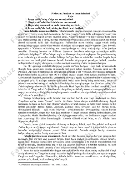 inson borlig'ining falsafiy muammolari — DOCX