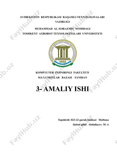 sql so‘rovlar bilan amaliy mashg‘ulotlar — DOCX