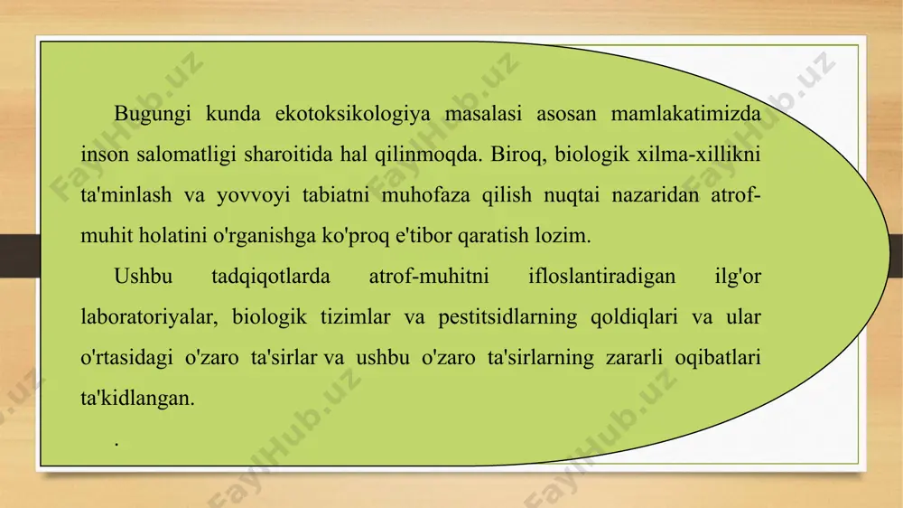 qishloq xo’jaligida ishlatiladigan kimyoviy moddalarning atrof-muhitga ta’sirini o’rganish - Page 5