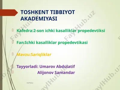 sariqlik va uning turlari — PPT