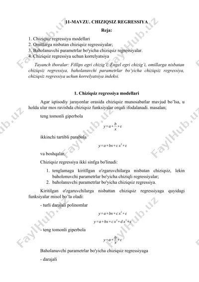 chiziqsiz regressiya — DOCX