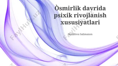 o'smirlik davrida kognitiv rivojlanish — PPTX