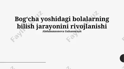 maktabgacha yoshdagi bolalarning kognitiv rivojlanish bosqichlari — PPTX