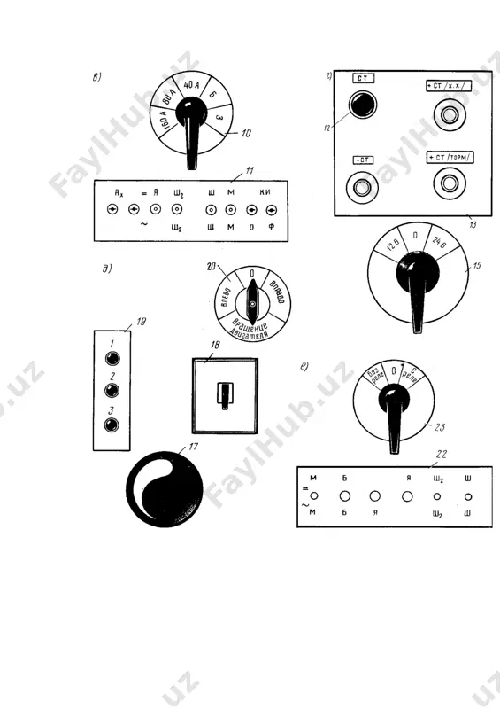 chi ulangan holda tekshirish bu tekshirish o‘tkazishdan avval qurilmadagi voltmetr almashlab ulagichi (25) -"ph-20b", uyg‘otish chulg‘ami almashlab ulagichi (23) - "s rele" holatga keltirilishi kerak. so‘ngra, generator rotorining aylanishlar chastotasini 700 dan 1300 1/min gacha asta-sekin oshirib boriladi. har 100 1/min da gene-rator kuchlanishi ug va uyg‘otish toki iu qiymati o‘lchanib hisobotdagi tegishli jadvalga yozib boriladi. tajriba natijasida olingan ma’lumotlarga asosan ug = f(n) va iu = f(n) grafiklari chiziladi. masshtabda chizilgan grafiklar tagiga generatorining kuchlanish rostlagichi ulangan holdagi elektr tavsifnomasining qisqacha tah-lili yoziladi. 3. laboratoriya ishi bo‘yicha hisobot tayyorlash bajarilgan ish bo‘yicha hisobot 1.1 ilovada berilgan hajmda va tartibda tayyorlanadi. oleobject2.bin image1.png image2.png image3.wmf oleobject1.bin image4.wmf