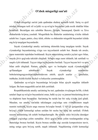 o'zbek misgarligi san'ati — DOC