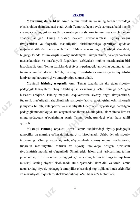 zamonasining mashhur ulamolari va donishmandlari bilan suhbatlar olib borgan, bu esa temurning shakllanishiga katta ta’sir ko‘rsatgan. amir temurning onasi tegina begim ham oqila va taqvodor ayol bo‘lib, oilada mehribonlik va tarbiya ishlariga katta e’tibor bergan. temurning bolaligi asosan kesh atrofida o‘tgan. u yoshligidan ot minish, harbiy san’at, jangovar mahorat va davlat boshqaruvi sirlarini o‘rganishga intilgan. ota-onasi unga harbiy va siyosiy bilimlarni o‘rgatishga harakat qilgan, ayniqsa, otasi unga harbiy strategiyalar va davlat boshqaruvining muhim jihatlari haqida ko‘p maslahatlar bergan. amir temur yoshlik yillarida barlos qabilasi orasida tanilgan jasur va mard yigit sifatida nom qozongan. u turli jang san’atlari, qilichbozlik, kamondan o‘q otish va ot chopish kabi harbiy ko‘nikmalarni o‘zlashtirgan. uning irodasi mustahkam bo‘lib, doimo o‘z oldiga katta maqsadlar qo‘ygan. yoshligida u mahalliy beklar va amirlar bilan aloqalar o‘rnatib, siyosiy hayotga qiziqishni boshlagan. amir temurning ajdodlari ko‘p jihatdan mo‘g‘ullar va turkiy xalqlar madaniyatiga yaqin bo‘lgan. uning qabilasi chingizxon imperiyasining bir qismi bo‘lgan …