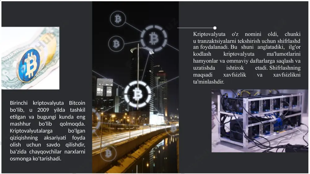 fladi. kriptovalyuta qanday ishlaydi? kriptovalyutalar blokcheyn deb nomlangan taqsimlangan ommaviy kitobda ishlaydi, bu valyuta egalari tomonidan yangilangan va saqlanadigan barcha tranzaksiyalarning rekordidir. kriptovalyuta birliklari tanga ishlab chiqaradigan murakkab matematik muammolarni hal qilish uchun kompyuter quvvatidan foydalanishni o'z ichiga olgan konchilik deb ataladigan jarayon orqali yaratiladi. shuningdek, foydalanuvchilar valyutalarni brokerlardan sotib olishlari, keyin ularni kriptografik hamyonlar yordamida saqlashlari va sarflashlari mumkin. agar siz kripto valyutasiga ega bo'lsangiz, sizda hech qanday moddiy narsa yo'q. sizga tegishli bo'lgan narsa - ishonchli uchinchi shaxssiz yozuv yoki o'lchov birligini bir shaxsdan boshqasiga ko'chirish imkonini beruvchi kalit. bitcoin 2009 yildan beri mavjud bo'lsa-da, kriptovalyutalar va blokcheyn texnologiyasining ilovalari hali ham moliyaviy nuqtai nazardan paydo bo'lmoqda va kelajakda ko'proq foydalanish kutilmoqda. obligatsiyalar, qimmatli qog'ozlar va boshqa moliyaviy aktivlarni o'z ichiga olgan operatsiyalar oxir-oqibat texnologiyadan foydalangan holda sotilishi mumkin. kriptovalyuta savdosi nima? kriptovalyuta savdosi - bu cfd savdo hisobvarag'i orqali kriptovalyuta narxlarining o'zgarishi bo'yicha spekulyatsiya qilish yoki birja …