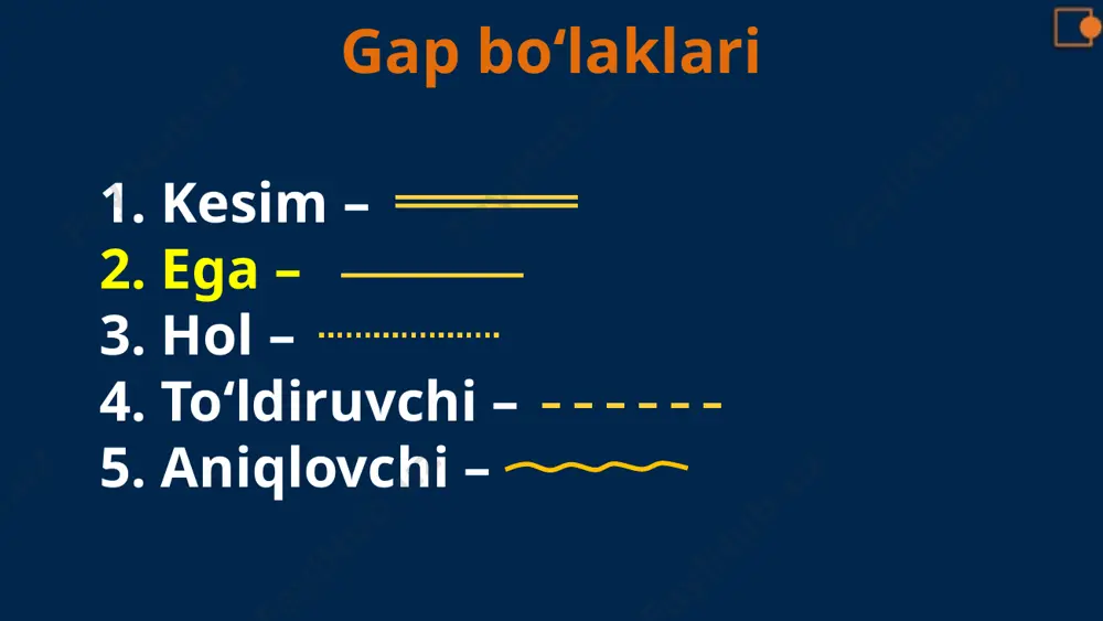 t, shart, tilak, istak kabi ma’nolarni ifodalab keladi. bunday gaplar kesimining muhim belgisi – uning tarkibida egalik qo‘shimchasining yo‘qligi. 1) majhul nisbatda: yig‘ilishda ta’lim samaradorligini oshirish haqida gapirildi. 2) harakat nomi + kerak, zaru, lozim, darkor: do‘stning aybini yuziga aytish kerak. 3) -ib bo‘lmaydi: oyni etak bilan yopib bo‘lmaydi. 4) harakat nomi + ga + to`g`ri kelmoq: endi qattiq o‘qishga to‘g‘ri keladi. 5) –sa bo‘ladi: bugun ma’ruzani barvaqt tugatsam ham bo‘ladi. e’tiboringiz uchun rahmat! image1.png