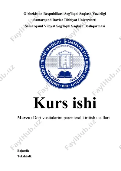 dori vositalarini parenteral kiritish usullari — DOCX