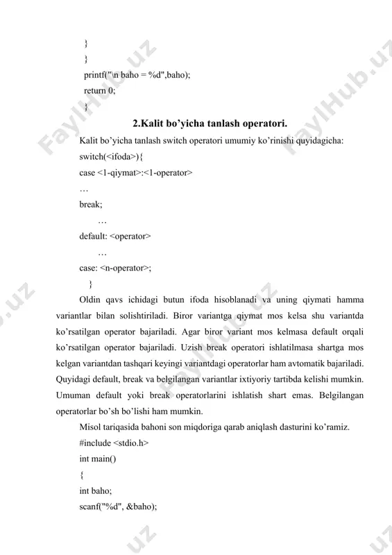 ko’p tarmoqlanishlar va variant tanlash operatorlari - Page 4