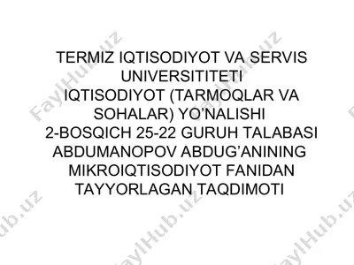 termiz iqtisodiyot va servis universititeti — PPT