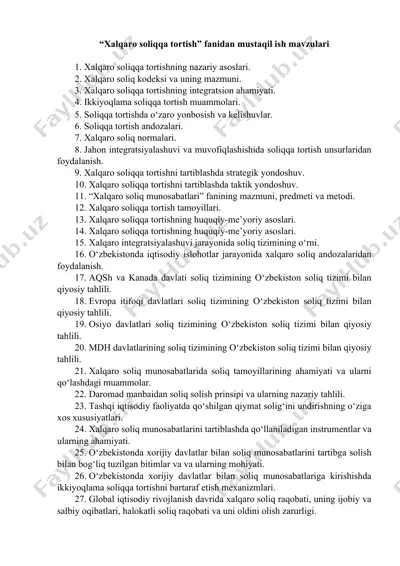 xalqaro soliqqa tortish — DOCX