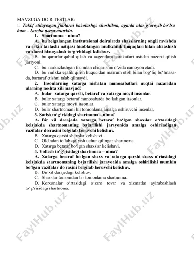 shartnoma va kelishuvlar testlari — DOCX