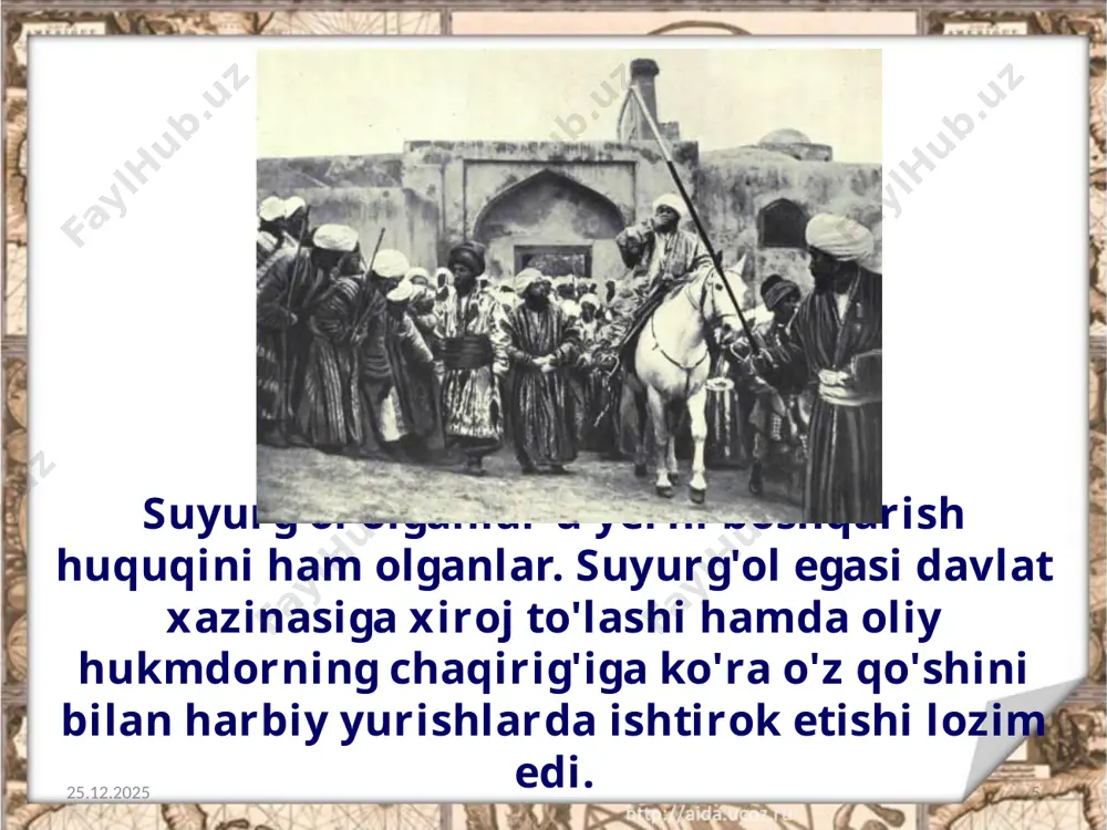 amirlikning xo'jalik hayoti yer mulkchiligi shakllari 8-sinf - Page 5