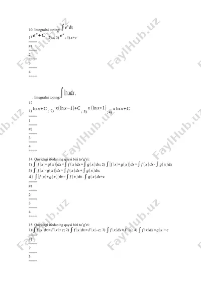 integral masalalari va ularning yechimlari — DOCX
