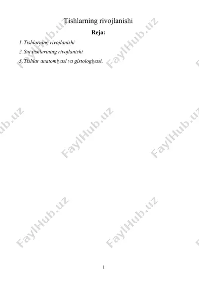 tishlarning rivojlanishi — DOCX