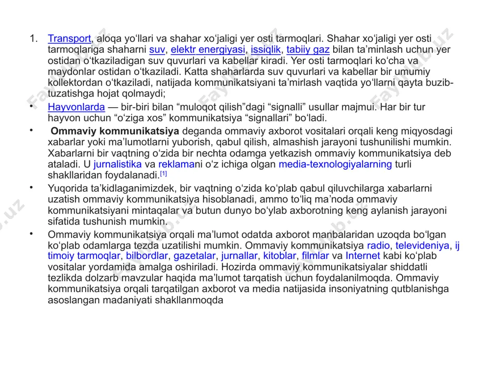 yer ishlari (yerni tekislash, kotlovan va transheyalar kazish); poydevor yotqizish; devor tiklash (gʻisht terish, panel oʻrnatish); antiseysmik belbogʻlar va temirbeton ustunlar ishlash; qavatlararo va tom yopmalarini montaj qilish, tom yopish; elektr, gaz va suv tarmoqlarini oʻtkazish; pardoz ishlari va hokazo. har qaysi operatsiyani oʻziga xos bajarish usullari bor. mas., pardozlashda avval devor tekislanadi (mayaklar oʻrnatiladi), qora suvoq, keyin toza suvoq qilinadi, soʻngra oqlanadi (boʻyoq beriladi) yoki gulqogʻoz (oboy) yopishtiriladi. amalda texnologik jarayonlar qanchalik puxta ishlangan, tavsiya etilayotgan usullar chuqur tajriba va ilmiy yondashuvga asoslangan boʻlsa, tayyorlanadigan mahsulot (avtomobil, bino yoki inshoot va 6.) shunchalik sifatli boʻladi. texnologiyaning fan sifatidagi roli va vazifasi mahsulot tayyorlashning eng zamonaviy va samarali usullarini yaratishdan iboratexnologiya fan va texnika rivojlanib borgan sari texnologiya ham yangilanib va oʻzgartirib turiladi. har qaysi sohada texnologiyani ishlab chiqish uchun texnologik hujjatlarni ishlab chiqish, tipaviy texnologik jarayonlar, standartlashtirilgan jihozlar va uskunalardan foydalanishning yagona tartibi boʻlishi lozim. texnologiya mahsulot ishlab chiqarish …