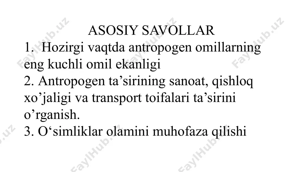 nilishi, bo’z va qo’riq yerlarini o’zlashtirilishi, keng maydonlarda o’rmonlarning qirqilishi va ularning o’rnida yangi o’rmonzorlar tashkil etilishi, dehqonchilikni borgan sari shimoliy rayonlarga tomon kengaya borishi kabi hollarda kishilarning o’simliklar hayotiga ko’rsatgan ta’siri yaqqol gavdalanadi. hozirgi vaqtda antropogen omillarning eng kuchli omil ekanligi uzoq o’tmish davomida madaniy o’simliklarning yuzaga, kelishi, ularning yer sharining turli nuqtalariga tarqalishi, madaniy o’simliklar bilan birga bir necha begona o’tlarning tarqala borishi kishilarning o’zaro munosabatlari (savdo-sotiq, urushlar va h. k.) ning natijasidir. bundan tashqari kishilarning faoliyati natijasida ba’zi bir o’simliklar iqlimlashtiriladi. bu ish jarayonida o’simliklar faqat iqlim sharoitigagina emas, balki barcha ekologik sharoitlarga moslashadi. hozirgi vaqtda antropogen omillarning eng kuchli omil ekanligi umuman o’simliklarni iqlimlashtirish ishiga — akklimatizatsiya yoki introduktsiya deb ataladi. madaniy o’simliklar sun’iy akklimatizatsiya, yovvoyi xolda o’sadigan o’simliklar bir hududdan ikkinchi hudud sharoitiga iqlimlashtirilsa tabiiy akklimatizatsiya deyiladi. akklimatizatsiyadan tashqari naturalizatsiya ishlari ham kishilar tomonidan amalga oshiriladi. naturalizatsiya deganda bir xil yoki o’xshash sharoitga ega bo’lgan …