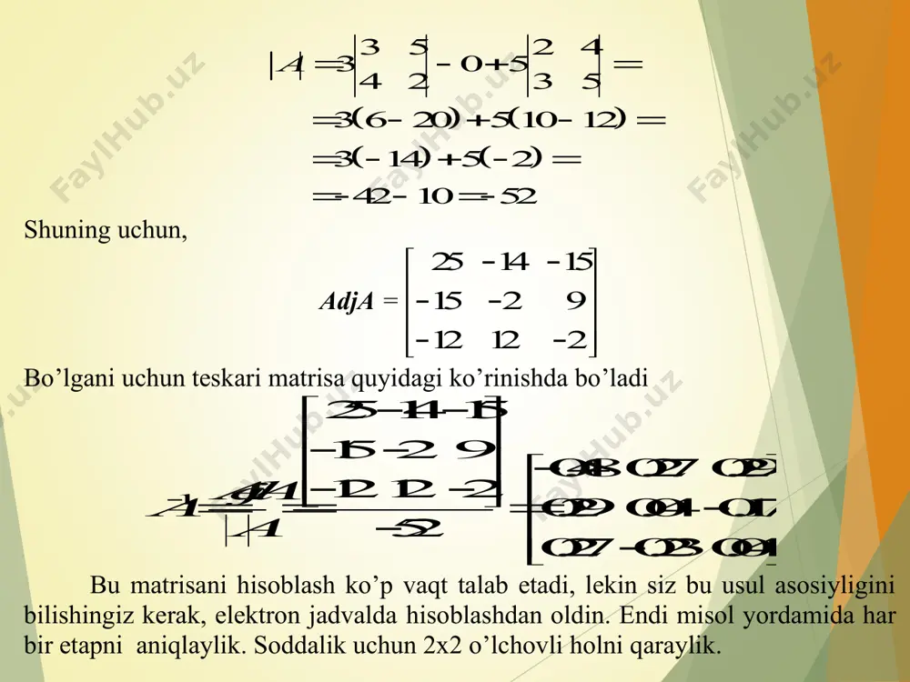 teskari matritsa va matritsaning rangi - Page 5