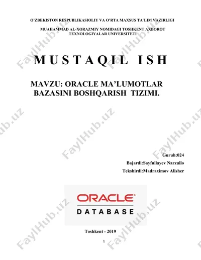 oracle ma'lumotlar bazasini boshqarish — DOCX