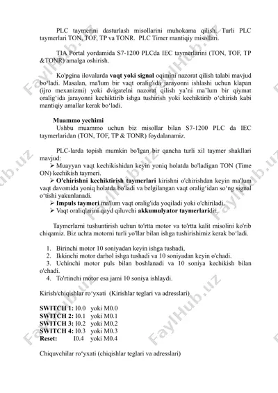 plc iec taymerlarini dasturlash — DOCX