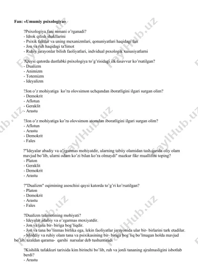 umumiy psixologiya — DOC