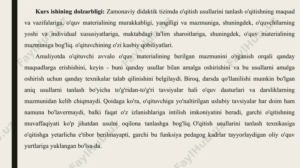 rish – eshitish mashqlaridir. maktabda o`qitishning dastlabki bir yarim yilida amallar kichik sonlar ustida bajarilganda va qo`shish bilan ayirish jadvallari faqat o`zlashtirilib borayotgan paytda, o`quvchilar hisoblashning og`zaki usullardan foydalanadilar. ikkinchi o`quv yilining ikkinchi yarmidan boshlab, 1000 ni o`rganishga o`tish bilan hisobning asosiy formasi yozma nisoblash bo`ladi. shu bilan birda o`quvchilarni og`zaki hisoblashning har xil usullari bilan tanishtirish va tez ogzaki hisob malakalari yaratish ishlari arifmetika kursining oxirigacha da`vom ettirishishi kerak bunda 100 ichidagi va katta sonlar bilan hisoblashni 100 ichidagi hisoblashga keltirish mumkun bo`lgan hollarda og`zaki tez hisoblash malakalarini yaratishga ko`proq e`tibor berish lozim. masalan 120x3=12x10x3=36x10=360 480:6=48x10:6=8x10=80 25000+36000=25x1000+36x1000=61000 o`qituvchi birinchi o`quv yili boshida og`zaki hisoblashdan sof eshitish mashqlarini olib boradi. o`quvchilar yozma nomerlash va amallarning ishoralarini tanishganlardan keyingina asta-sekin ko`rish-eshitish bilan og`zaki hisob va yarim yozma hisoblashlarga o`tiladi. boshlang`ich maktab ii sinfining ikkinchi yarmida hamda iii va iv sinflarda asosan og`zaki hisobni ko`rish-eshitish mashqlari ustida olib boriladi. bu sinflarda masalalarni …