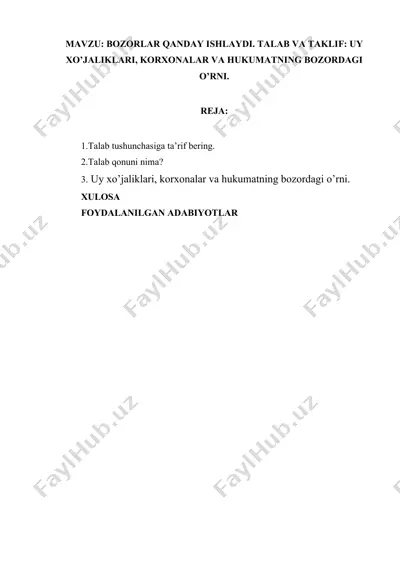 talab va taklif: bozorlar qanday ishlaydi — DOCX