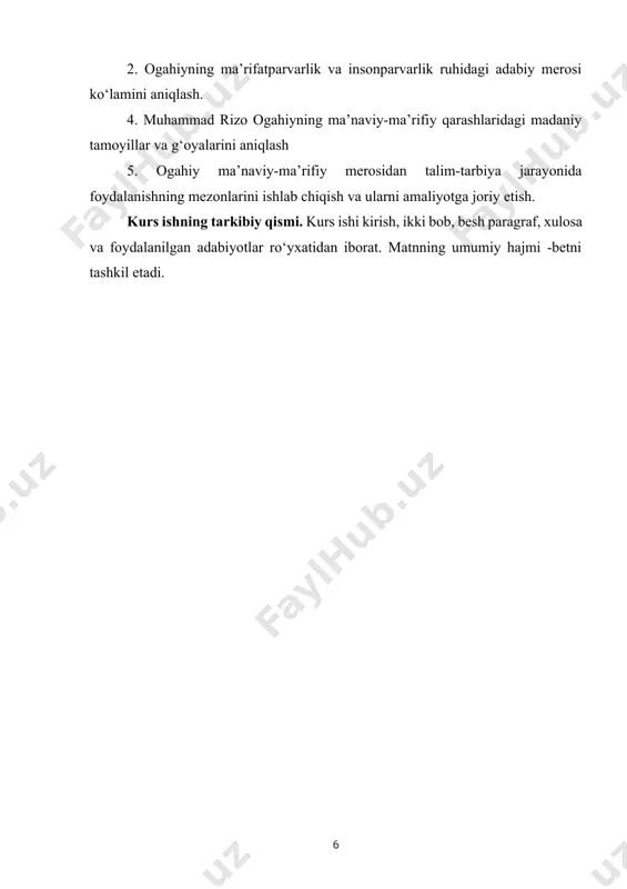 i -betni tashkil etadi. i bob. muhammad rizo ogahiyning ma’naviy- ma’rifiy merosining nazariy asoslari. 1.1. muhammad rizo ogahiyning ma’rifatparvarlik g‘oyalarini ta’minlagan tarixiy shart-sharoitlar. o‘zbekiston respublikasi mustaqil taraqqiyot yo‘liga kirishi bilan o‘zining ma‘naviy qadriyatlarini va milliy davlatchiligini qayta tiklash davriga qadam qo‘ydi. iqtisodiy va ijtimoiy-siyosiy sohalarda tub o‘zgarishlar davri boshlandi. bu esa, milliy madaniyatimizni yuksaltirishni, ma’naviy merosimizni chuqur o‘rganishni taqoza etadi. respublikamizning birinchi prezidenti i.karimovning uqtirishicha: “o‘zbekistonning chinakam mustaqilligiga erishishidan iborat o‘z yo‘li respublikani rivojlantirishning asosiy o‘ziga xos xususiyatlari va shart-sharoitlarini har tomonlama hisobga olishga asoslanadi. avvalo, u aholining milliy- tarixiy turmush va tafakkur tarzidan, xalq an’analari va urf-odatlaridan kelib chiqadi. kattalarni hurmat qilish, oila va farzandlari to‘g‘risida g‘amxo‘rlik qilish, ochiq ko‘ngillik, millatidan qat’iy nazar, odamlarga xayrxohlik bilan munosabatda bo‘lish, o‘zgalar kulfatiga hamdard bo‘lish va o‘zaro yordam tuyg‘usi kishilar o‘rtasidagi munosabatlarning me’yori hisoblanadi. o‘zbeklar diyoriga, o‘z vataniga mehr-muhabbat, mehnatsevarlik, bilimga, ustozlarga, ma’rifatparvarlarga nisbatan alohida hurmat, ehtirom o‘zbekiston aholisiga xos fazilatdir”[footnoteref:3]. ma’lumki, …
