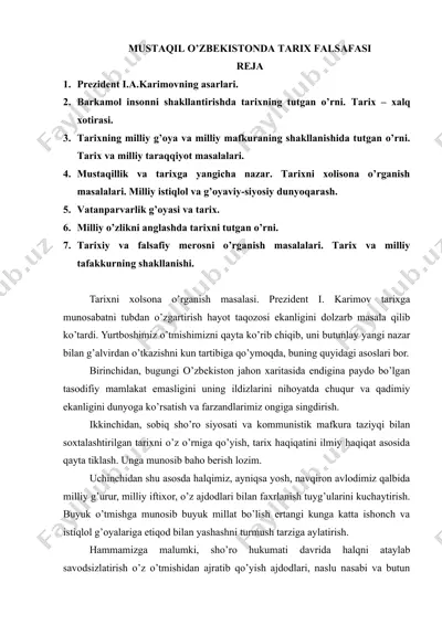 mustaqil o'zbekistonda tarix falsafasi — DOC