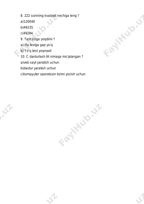 kompyuter savodxonligi testi - Page 2
