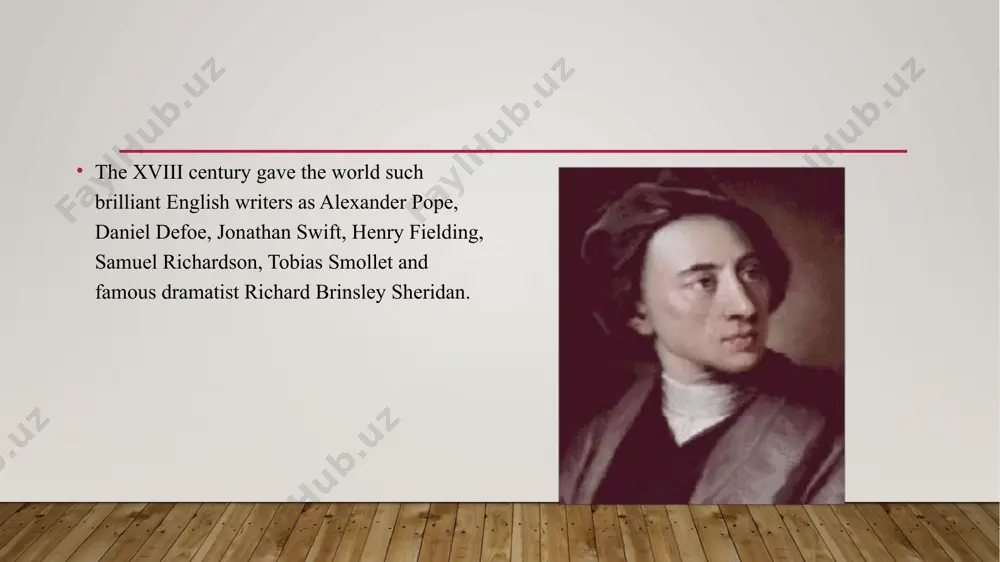 h addison and richard steele. they started and directed several magazines for which they wrote pamphlets and essays. in 1709 steele issued a magazine, “the tatler”. it was followed by others: “the spectator” (1711), “the guardian” (1713), and “the englishman”(1713). in the latter political problems were discussed. periodical newspapers also helped to spread information among the general public. joseph addison richard steele (1672-1719) (1672-1729) drama of the 18th century continued traditions of restoration play-wrights. sentimental tragedies were popular with the growing audience. the interest in classical literature prompted many classical tragedies modeled on those of ancient rome. the drama of the eighteenth century does not reach the same high level as the novel. one has to wait late in the century for goldsmith and sheridan, to find writers who make any permanent contribution to the english stage. of a number of reasons which might be invented in explanation it is …