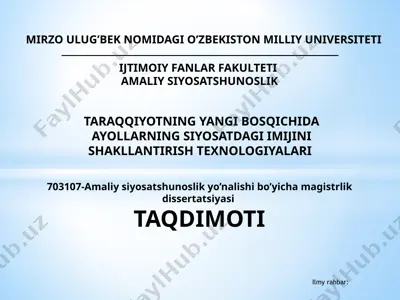 magisterlik dissertatsiyasi mavzusining asoslanishi va uning dolzarbligi — PPTX
