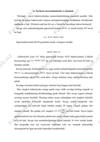 suvlarni zararsizlantirish va xlorlash — DOCX