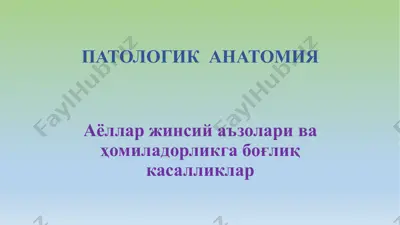 аёллар жинсий аъзолари ва ҳомиладорликга боғлиқ касалликлар — PPTX