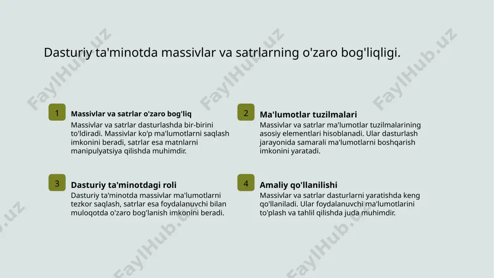 massivlar va satriy kattaliklar bilan ishlash - Page 5