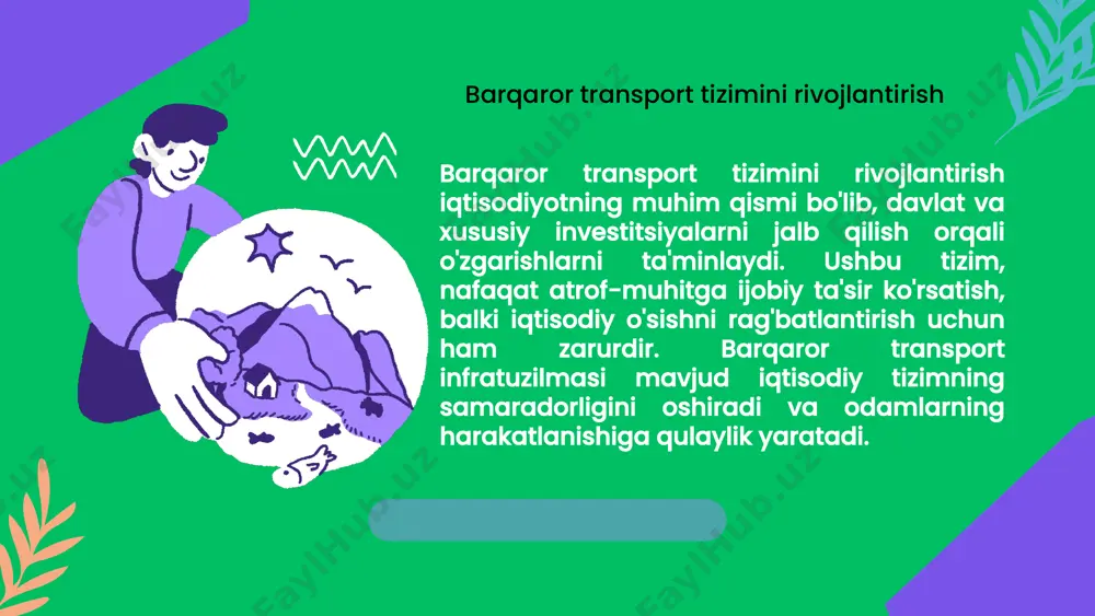 qat resurslarni jalb qilish, balki yangi texnologiyalar, tajriba va innovatsion yechimlarni o'rganish imkonini beradi, bu esa barqaror rivojlanishni ta'minlaydi. birinchidan, mahalliy hamkorlik o'z ichiga davlat, xususiy sektor va jamiyatni oladi. o'zbekistonda yashil iqtisodiyotga o'tish jarayonida mahalliy tashkilotlar, tadbirkorlar va jamoatchilik bilan yaqindan ishlash zarur. mahalliy hokimiyat organlari, ekologik tashkilotlar va bizneslar o'rtasidagi hamkorlik, energiya samaradorligini oshirish va qayta tiklanadigan energiya manbalaridan foydalanishni rivojlantirishga yordam beradi. masalan, qishloq xo'jaligi sohasida mahalliy fermerlar va ekologik tashkilotlar birgalikda ekologik toza mahsulotlar ishlab chiqarishga qaratilgan loyihalar yaratishi mumkin. bu nafaqat atrof-muhitni muhofaza qiladi, balki iqtisodiy foyda keltiradi. ikkinchidan, xalqaro hamkorlik yashil iqtisodiyotda muhim rol o'ynaydi. o'zbekiston, bmt, jahon banki va boshqa xalqaro tashkilotlar bilan hamkorlik orqali ekologik muammolarni hal qilish va barqaror rivojlanishni ta'minlash maqsadida moliyaviy yordam olishi mumkin. xalqaro tashkilotlar tomonidan taqdim etiladigan grantlar va investitsiyalar, zamonaviy texnologiyalarni joriy etishga, barqaror energiya tizimlarini rivojlantirishga va ekologik loyihalarni amalga oshirishga yordam beradi. uchinchidan, xalqaro …