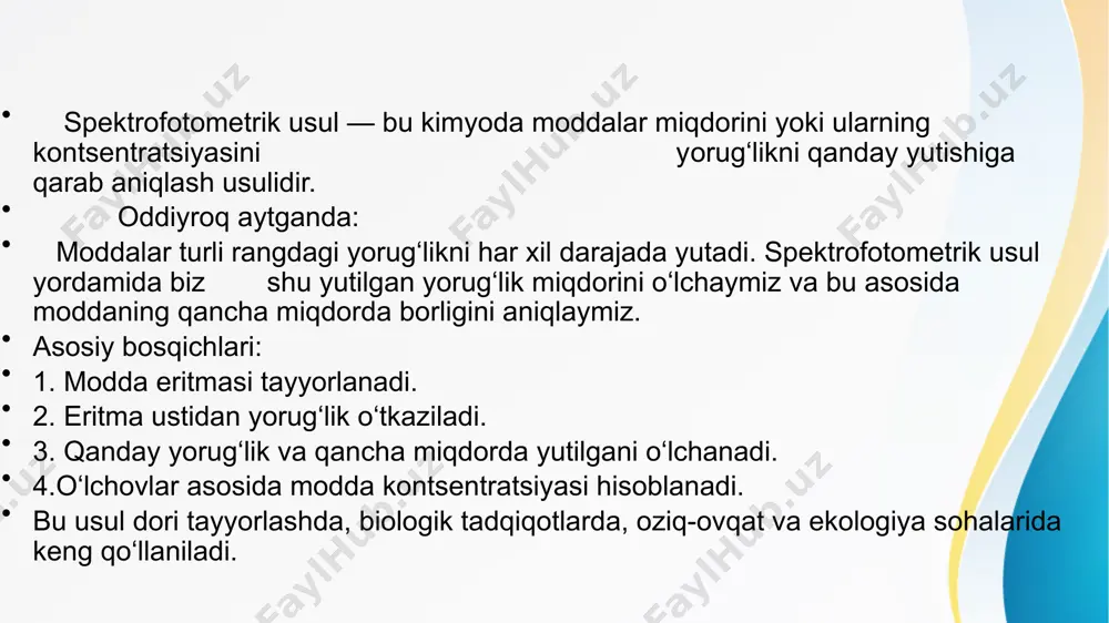ilan kompleks ko‘rinishda fotometrik aniqlash natijalari e’tiboringiz uchun rahmat image3.jpeg image4.jpeg image1.jpeg /docprops/thumbnail.jpeg