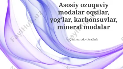 muvozanatli ovqatlanish — PPTX