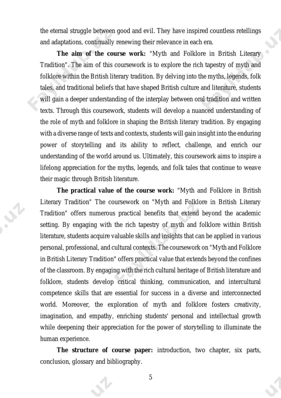 and enrich our understanding of the world around us. ultimately, this coursework aims to inspire a lifelong appreciation for the myths, legends, and folk tales that continue to weave their magic through british literature. the practical value of the course work: "myth and folklore in british literary tradition" the coursework on "myth and folklore in british literary tradition" offers numerous practical benefits that extend beyond the academic setting. by engaging with the rich tapestry of myth and folklore within british literature, students acquire valuable skills and insights that can be applied in various personal, professional, and cultural contexts. the coursework on "myth and folklore in british literary tradition" offers practical value that extends beyond the confines of the classroom. by engaging with the rich cultural heritage of british literature and folklore, students develop critical thinking, communication, and intercultural competence skills that are essential for success in a diverse and interconnected …
