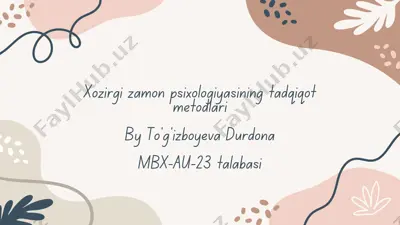 xozirgi zamon psixologiyasining tadqiqot metodlari — PDF