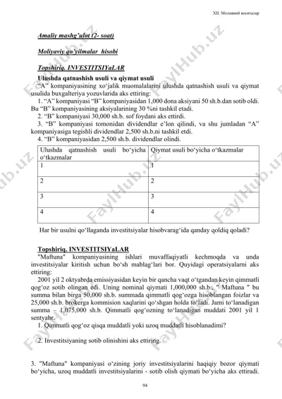 moliyaviy vositalar — DOCX