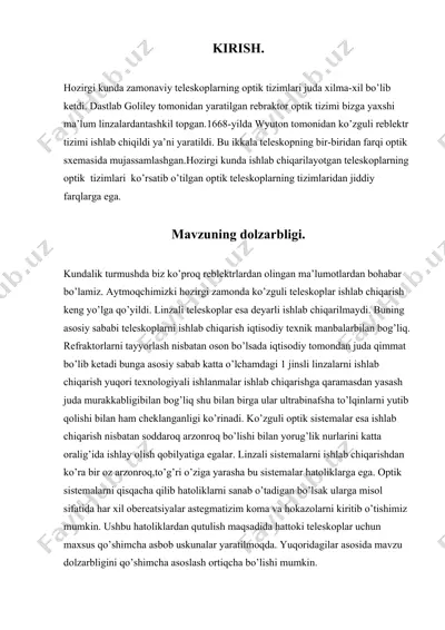 optik teleskoplar sharxi — DOC