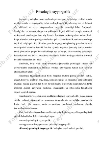 psixologik tayyorgarlik (voleybol) — DOC