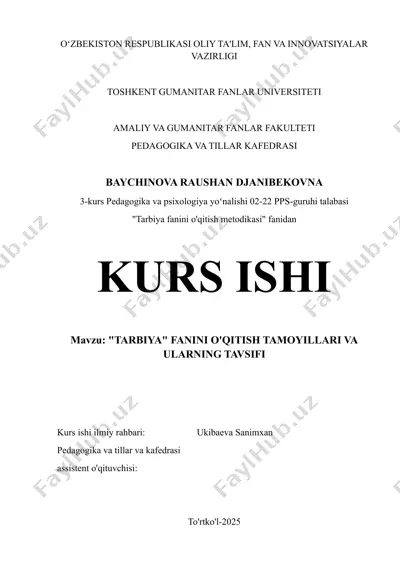 "tarbiya fanini o'qitish metodikasi" — DOCX