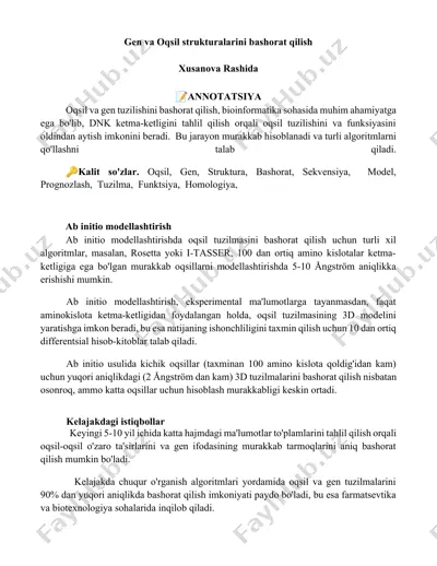 ab initio modellashtirish — DOCX